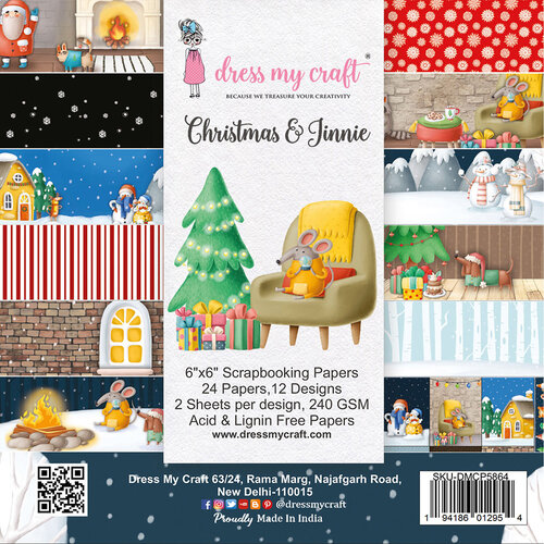 Dress My Craft - Christmas and Jinnie Collection - 6 x 6 Paper Pad