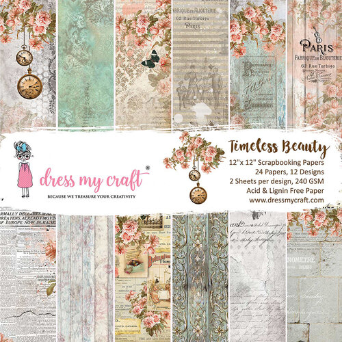 Dress My Craft - Timeless Beauty Collection - 12 x 12 Paper Pad
