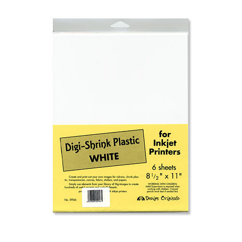 Design Originals - 8.5x11 Sheets for Inkjet Printers - Digi-Shrink Plastic - White - 6 Sheets