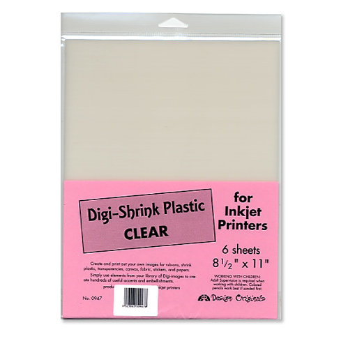 Design Originals - 8.5x11 Sheets for Inkjet Printers - Digi-Shrink Plastic - Clear - 6 Sheets