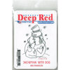 Deep Red Stamps - Cling Mounted Rubber Stamp - Snowman with Dog