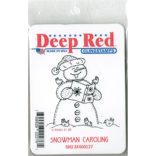 Deep Red Stamps - Cling Mounted Rubber Stamp - Snowman Caroling