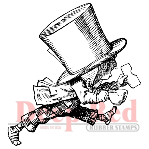 Deep Red Stamps - Cling Mounted Rubber Stamp - Mad Hatter Running