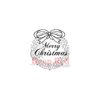 Deep Red Stamps - Cling Mounted Rubber Stamp - Christmas Wreath with Sentiment