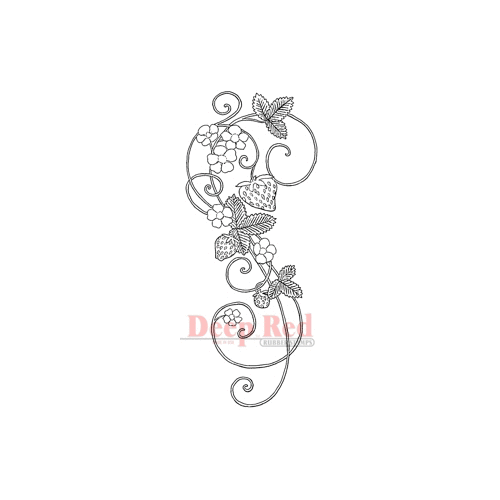 Deep Red Stamps - Cling Mounted Rubber Stamp - Strawberry Journal Flourish