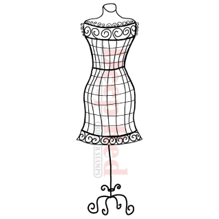 Deep Red Stamps - Cling Mounted Rubber Stamp - Dress Form Wire Frame