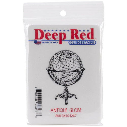 Deep Red Stamps - Cling Mounted Rubber Stamp - Antique Globe