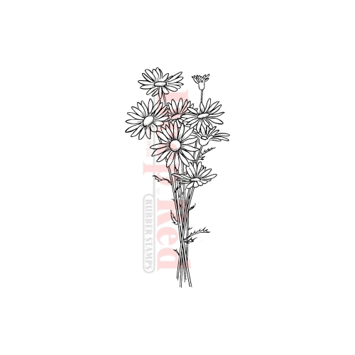 Deep Red Stamps - Cling Mounted Rubber Stamp - Daisy Bouquet