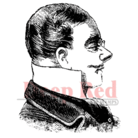 Deep Red Stamps - Cling Mounted Rubber Stamp - Victorian Man Profile