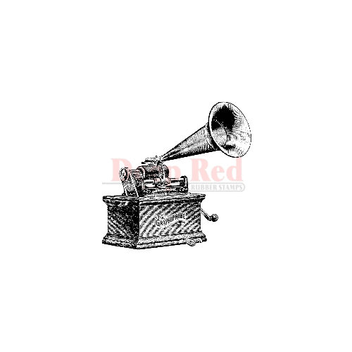 Deep Red Stamps - Cling Mounted Rubber Stamp - Gramophone