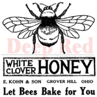 Deep Red Stamps - Cling Mounted Rubber Stamp - Honey Bee Vintage Label