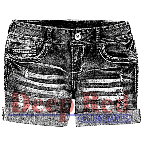 Deep Red Stamps - Cling Mounted Rubber Stamp - Denim Shorts
