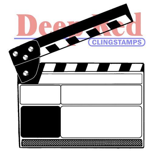Deep Red Stamps - Cling Mounted Rubber Stamp - Movie Clapper