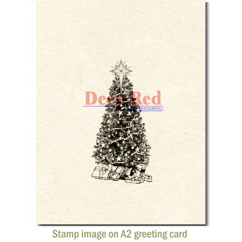 Deep Red Stamps - Cling Mounted Rubber Stamp - Christmas - Decorated Christmas Tree