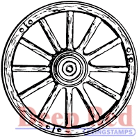 Deep Red Stamps - Cling Mounted Rubber Stamp - Wagon Wheel