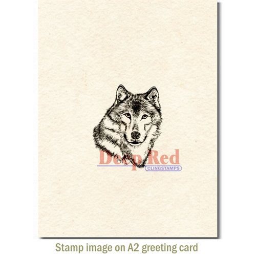 Deep Red Stamps - Cling Mounted Rubber Stamp - Wolf Portrait