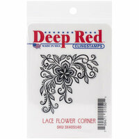Deep Red Stamps - Cling Mounted Rubber Stamp - Lace Flower Corner