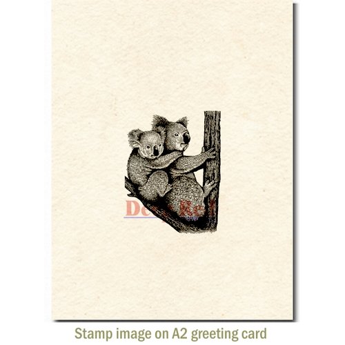 Deep Red Stamps - Cling Mounted Rubber Stamp - Koala with Baby