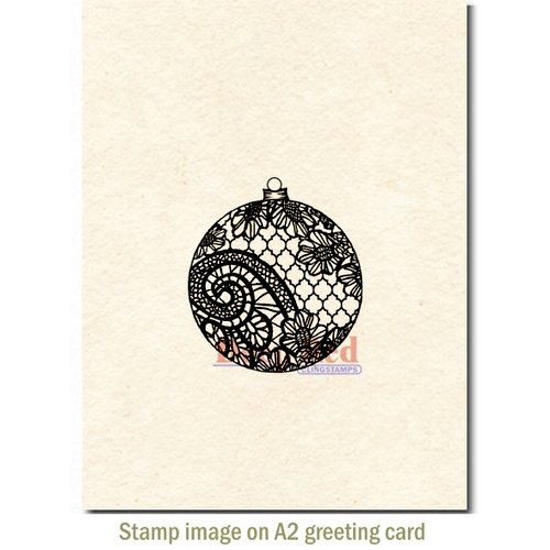 Deep Red Stamps - Christmas - Cling Mounted Rubber Stamp - Lace Ornament