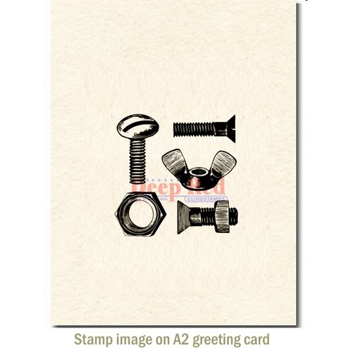 Deep Red Stamps - Cling Mounted Rubber Stamp - Nuts and Bolts