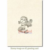 Deep Red Stamps - Cling Mounted Rubber Stamp - Cute Little Mermaid