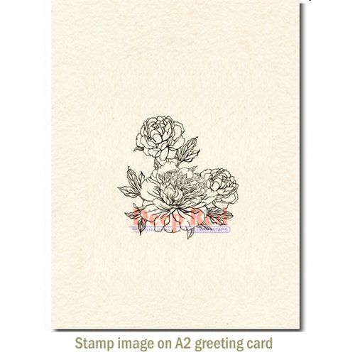 Deep Red Stamps - Cling Mounted Rubber Stamp - Carnation Blooms