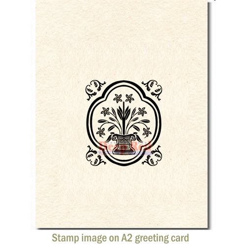 Deep Red Stamps - Cling Mounted Rubber Stamp - Folk Vase Accent