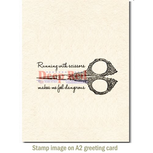 Deep Red Stamps - Cling Mounted Rubber Stamp - Running with Scissors