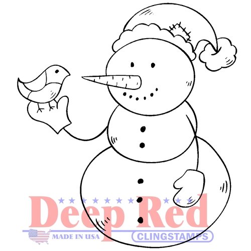 Deep Red Stamps - Cling Mounted Rubber Stamp - Snowman and Partridge