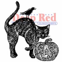 Deep Red Stamps - Halloween - Cling Mounted Rubber Stamp - Spooky Cat