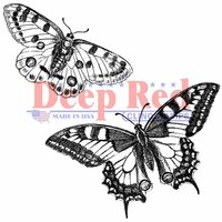 Deep Red Stamps - Cling Mounted Rubber Stamp - Butterflies Pair