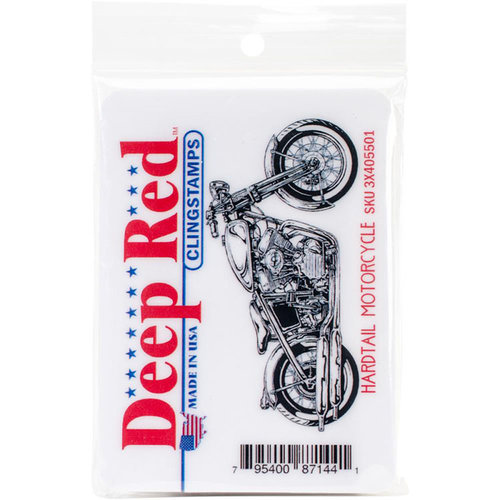 Deep Red Stamps - Cling Mounted Rubber Stamp - Hardtail Motorcycle