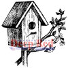 Deep Red Stamps - Cling Mounted Rubber Stamp - Rustic Birdhouse