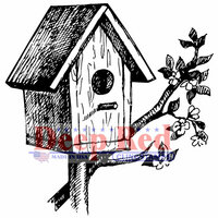 Deep Red Stamps - Cling Mounted Rubber Stamp - Rustic Birdhouse