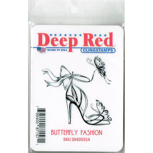 Deep Red Stamps - Cling Mounted Rubber Stamp - Butterfly Fashion