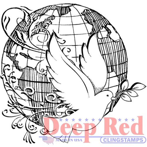 Deep Red Stamps - Cling Mounted Rubber Stamp - World Peace