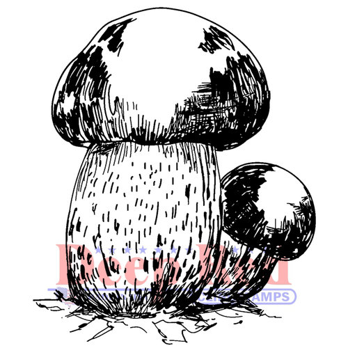 Deep Red Stamps - Cling Mounted Rubber Stamp - Porcini Mushrooms