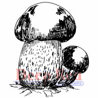 Deep Red Stamps - Cling Mounted Rubber Stamp - Porcini Mushrooms