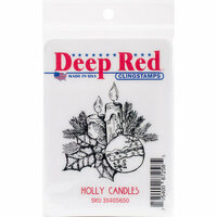 Deep Red Stamps - Christmas - Cling Mounted Rubber Stamp - Holly Candles