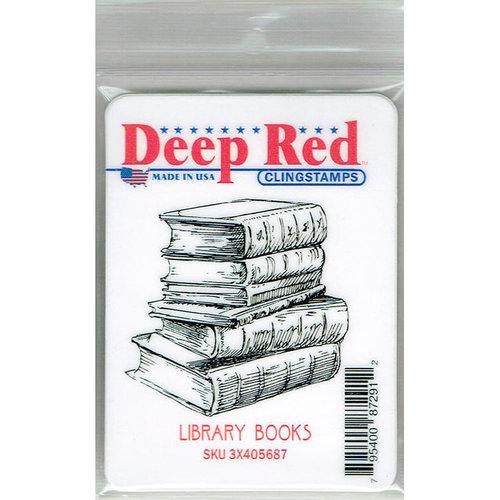 Deep Red Stamps - Cling Mounted Rubber Stamp - Library Books