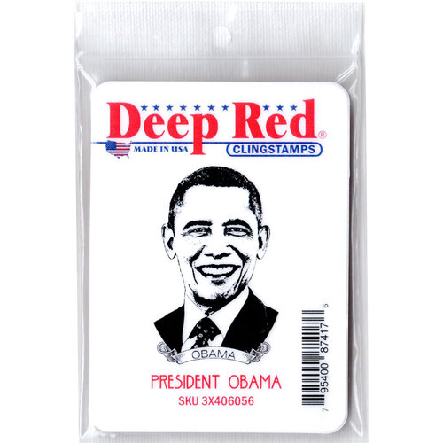 Deep Red Stamps - Cling Mounted Rubber Stamp - President Obama