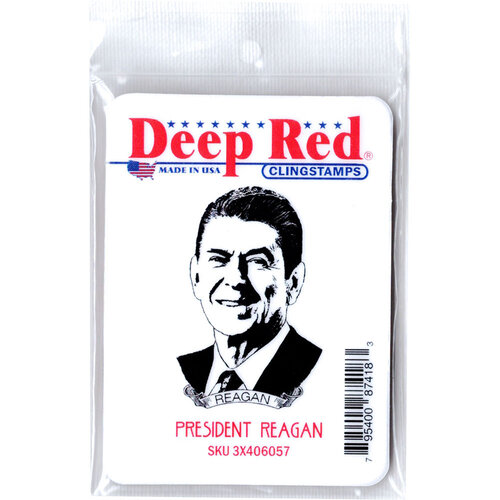 Deep Red Stamps - Cling Mounted Rubber Stamp - President Reagan