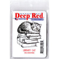 Deep Red Stamps - Cling Mounted Rubber Stamp - Library Cat