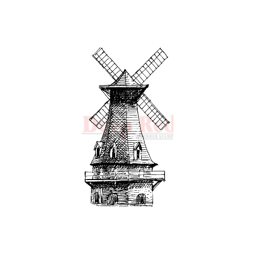 Deep Red Stamps - Cling Mounted Rubber Stamp - Windmill