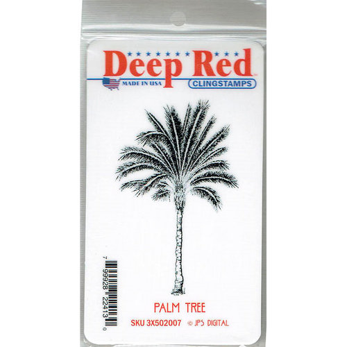 Deep Red Stamps - Cling Mounted Rubber Stamp - Palm Tree