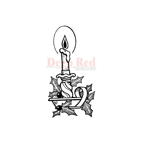 Deep Red Stamps - Cling Mounted Rubber Stamp - Christmas Candle
