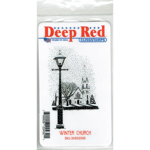 Deep Red Stamps - Cling Mounted Rubber Stamp - Winter Church