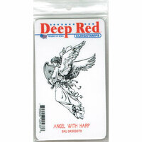 Deep Red Stamps - Cling Mounted Rubber Stamp - Angel with Harp