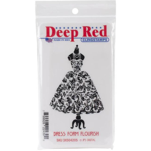 Deep Red Stamps - Cling Mounted Rubber Stamp - Dress Form Flourish