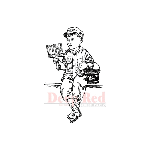 Deep Red Stamps - Cling Mounted Rubber Stamp - American Boy